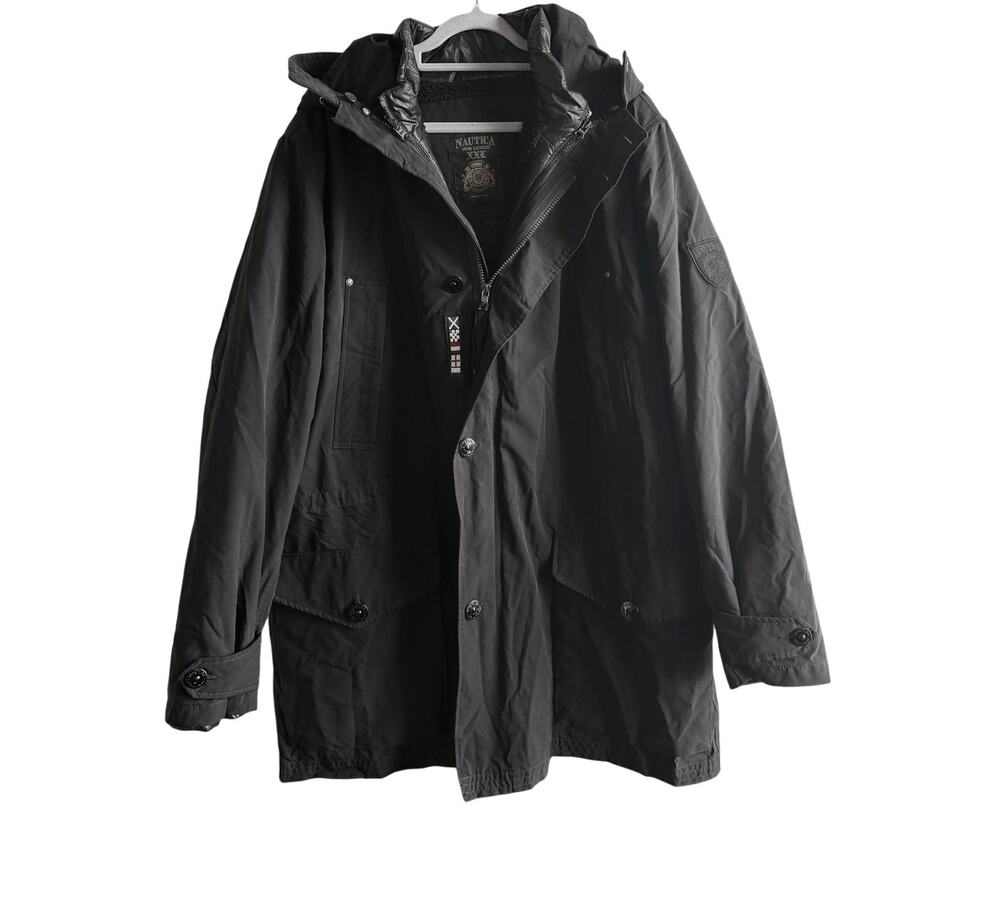 Nautica Men’s XXL 3-in-1 Hooded Parka Jacket w/ Removable Inner Puffer – Black